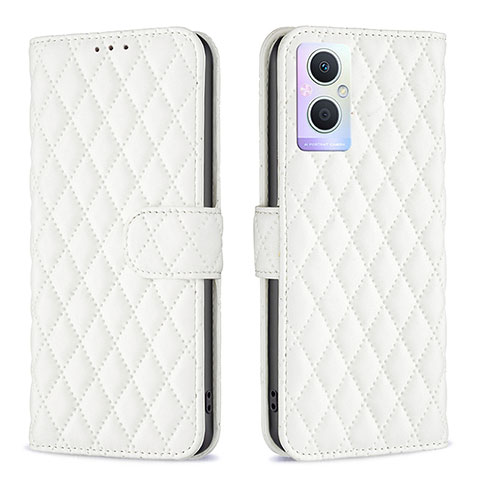 Funda de Cuero Cartera con Soporte Carcasa B11F para Oppo A96 5G Blanco