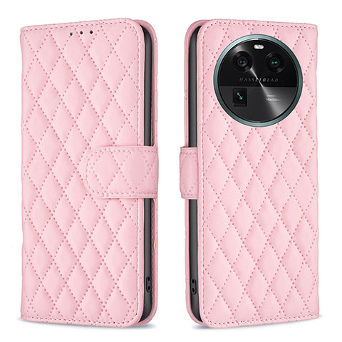 Funda de Cuero Cartera con Soporte Carcasa B11F para Oppo Find X6 5G Oro Rosa