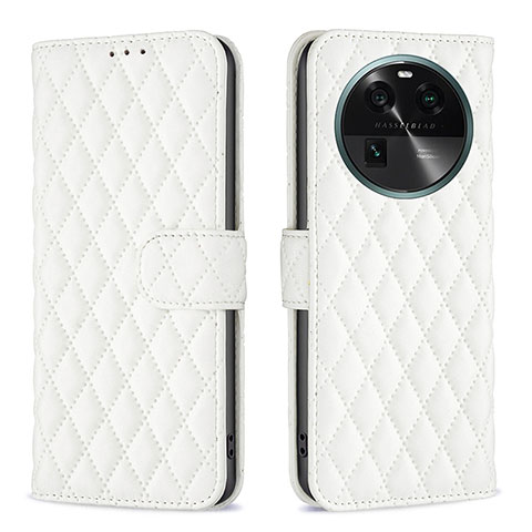 Funda de Cuero Cartera con Soporte Carcasa B11F para Oppo Find X6 Pro 5G Blanco