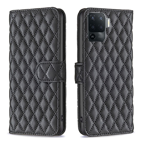 Funda de Cuero Cartera con Soporte Carcasa B11F para Oppo Reno5 F Negro