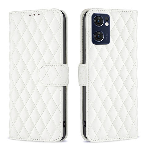 Funda de Cuero Cartera con Soporte Carcasa B11F para Oppo Reno7 5G Blanco