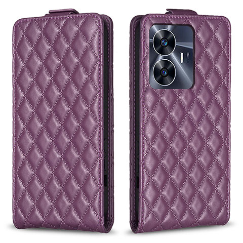 Funda de Cuero Cartera con Soporte Carcasa B11F para Realme C55 Morado