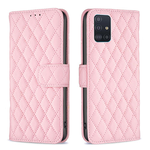 Funda de Cuero Cartera con Soporte Carcasa B11F para Samsung Galaxy A51 4G Oro Rosa