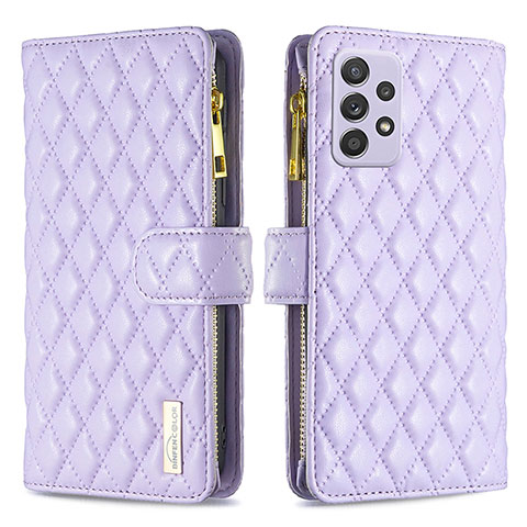 Funda de Cuero Cartera con Soporte Carcasa B11F para Samsung Galaxy A52s 5G Morado