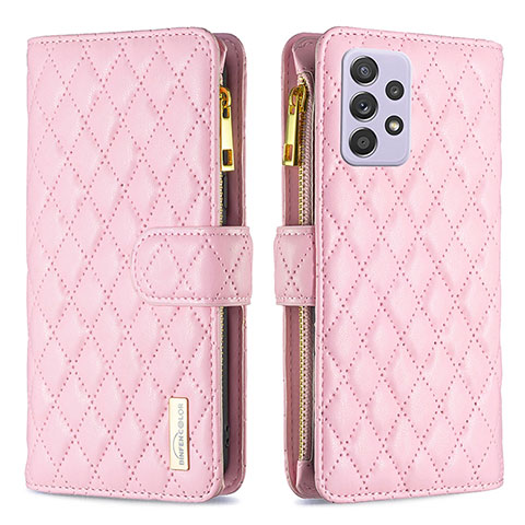 Funda de Cuero Cartera con Soporte Carcasa B11F para Samsung Galaxy A52s 5G Oro Rosa