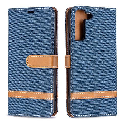 Funda de Cuero Cartera con Soporte Carcasa B11F para Samsung Galaxy S21 FE 5G Azul Real