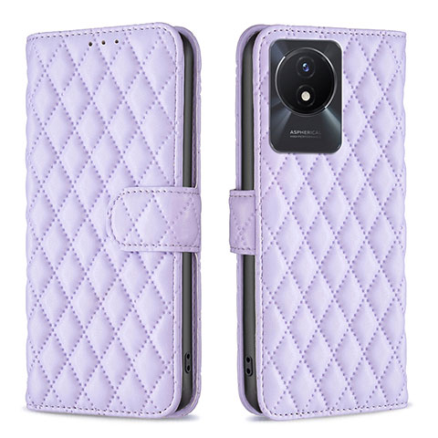 Funda de Cuero Cartera con Soporte Carcasa B11F para Vivo Y02 Morado