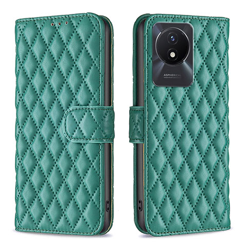 Funda de Cuero Cartera con Soporte Carcasa B11F para Vivo Y02 Verde