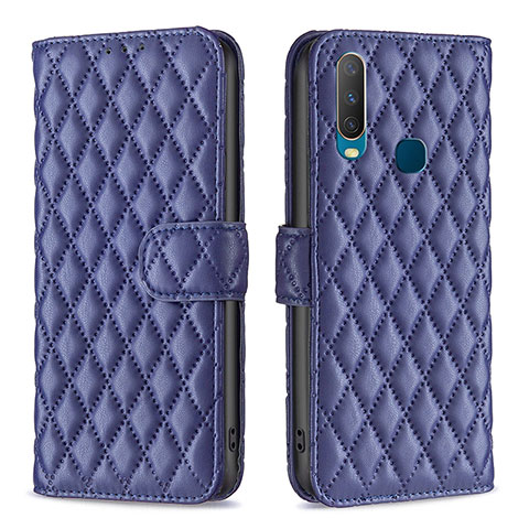 Funda de Cuero Cartera con Soporte Carcasa B11F para Vivo Y12 Azul