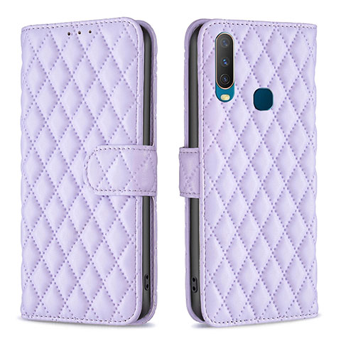 Funda de Cuero Cartera con Soporte Carcasa B11F para Vivo Y12 Morado