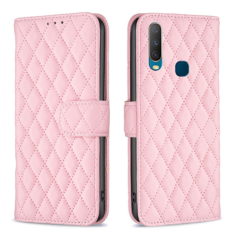 Funda de Cuero Cartera con Soporte Carcasa B11F para Vivo Y12 Oro Rosa