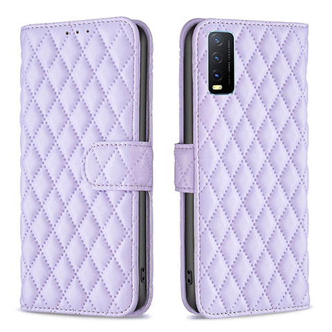 Funda de Cuero Cartera con Soporte Carcasa B11F para Vivo Y20s G Morado