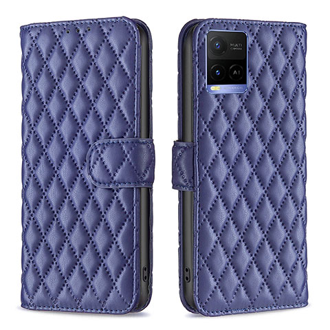 Funda de Cuero Cartera con Soporte Carcasa B11F para Vivo Y21 Azul