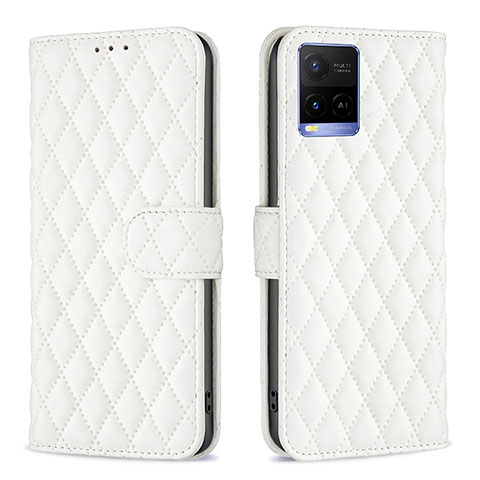 Funda de Cuero Cartera con Soporte Carcasa B11F para Vivo Y21 Blanco