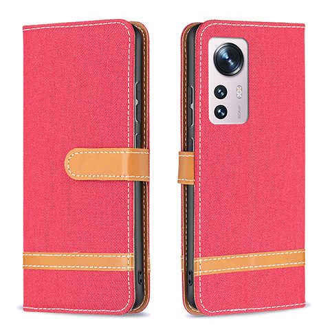 Funda de Cuero Cartera con Soporte Carcasa B11F para Xiaomi Mi 12 5G Rojo