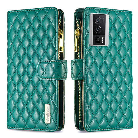 Funda de Cuero Cartera con Soporte Carcasa B11F para Xiaomi Poco F5 Pro 5G Verde