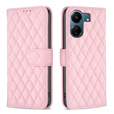 Funda de Cuero Cartera con Soporte Carcasa B11F para Xiaomi Redmi 13C Oro Rosa