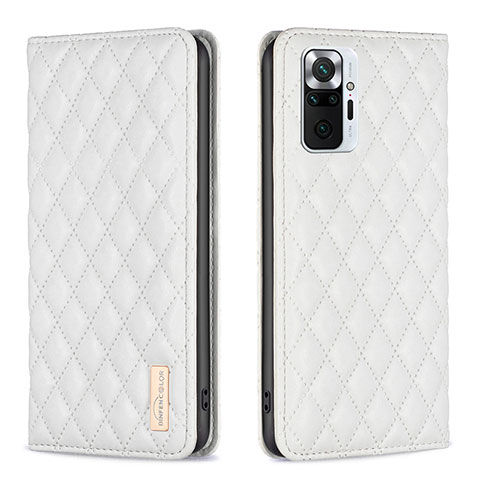 Funda de Cuero Cartera con Soporte Carcasa B11F para Xiaomi Redmi Note 10 Pro 4G Blanco