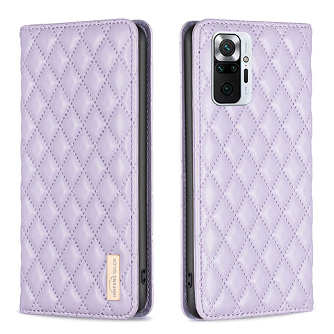 Funda de Cuero Cartera con Soporte Carcasa B11F para Xiaomi Redmi Note 10 Pro 4G Morado