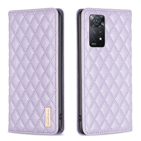 Funda de Cuero Cartera con Soporte Carcasa B11F para Xiaomi Redmi Note 11 Pro 5G Morado