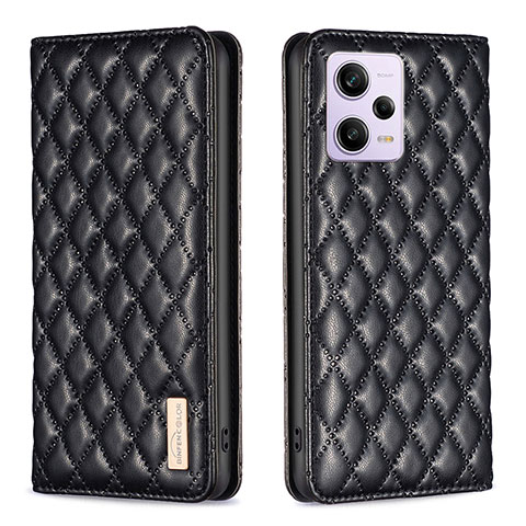 Funda de Cuero Cartera con Soporte Carcasa B11F para Xiaomi Redmi Note 12 Pro+ Plus 5G Negro