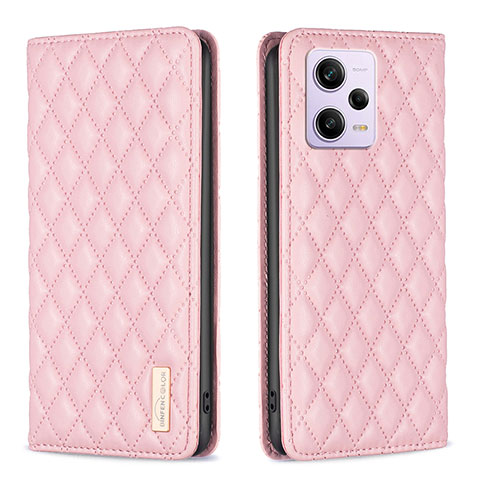 Funda de Cuero Cartera con Soporte Carcasa B11F para Xiaomi Redmi Note 12 Pro+ Plus 5G Oro Rosa