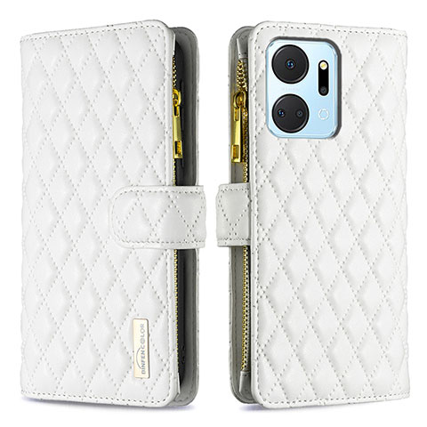 Funda de Cuero Cartera con Soporte Carcasa B12F para Huawei Honor X7a Blanco