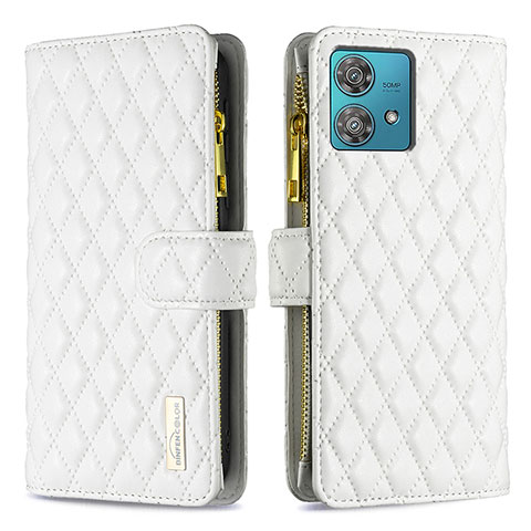 Funda de Cuero Cartera con Soporte Carcasa B12F para Motorola Moto Edge 40 Neo 5G Blanco