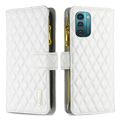 Funda de Cuero Cartera con Soporte Carcasa B12F para Nokia G21 Blanco