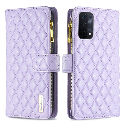 Funda de Cuero Cartera con Soporte Carcasa B12F para Oppo A54 5G Morado