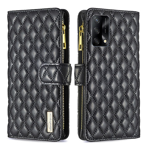 Funda de Cuero Cartera con Soporte Carcasa B12F para Oppo A74 4G Negro