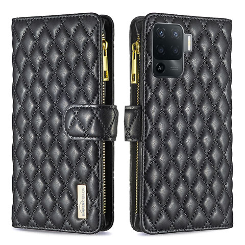 Funda de Cuero Cartera con Soporte Carcasa B12F para Oppo A94 4G Negro