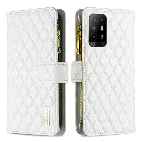 Funda de Cuero Cartera con Soporte Carcasa B12F para Oppo A94 5G Blanco