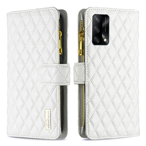 Funda de Cuero Cartera con Soporte Carcasa B12F para Oppo A95 4G Blanco