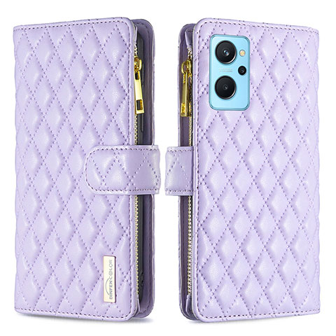 Funda de Cuero Cartera con Soporte Carcasa B12F para Oppo A96 4G Morado