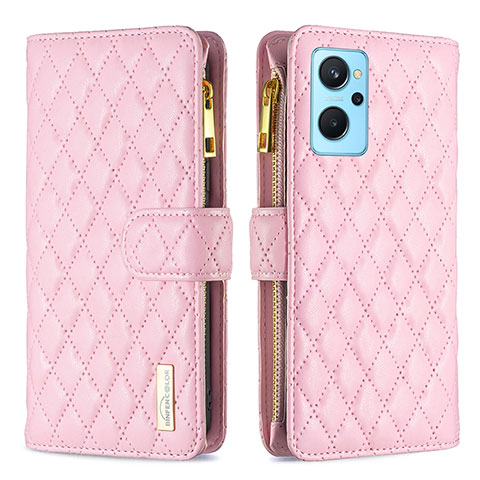 Funda de Cuero Cartera con Soporte Carcasa B12F para Oppo A96 4G Oro Rosa