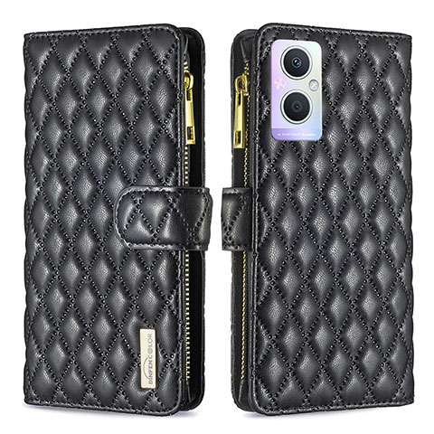 Funda de Cuero Cartera con Soporte Carcasa B12F para Oppo A96 5G Negro