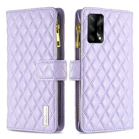 Funda de Cuero Cartera con Soporte Carcasa B12F para Oppo Reno6 Lite Morado