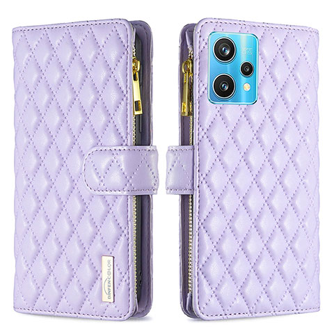 Funda de Cuero Cartera con Soporte Carcasa B12F para Realme 9 4G Morado