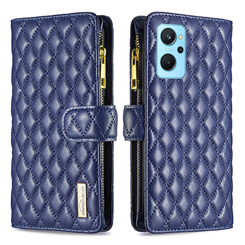 Funda de Cuero Cartera con Soporte Carcasa B12F para Realme 9i 4G Azul