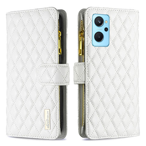 Funda de Cuero Cartera con Soporte Carcasa B12F para Realme 9i 4G Blanco