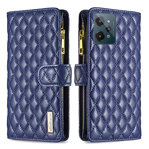 Funda de Cuero Cartera con Soporte Carcasa B12F para Realme C31 Azul