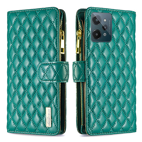 Funda de Cuero Cartera con Soporte Carcasa B12F para Realme C31 Verde