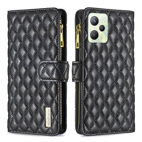 Funda de Cuero Cartera con Soporte Carcasa B12F para Realme C35 Negro