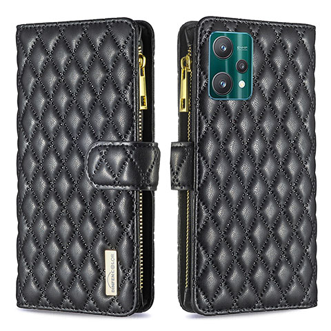 Funda de Cuero Cartera con Soporte Carcasa B12F para Realme V25 5G Negro