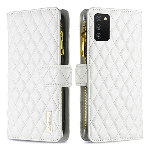 Funda de Cuero Cartera con Soporte Carcasa B12F para Samsung Galaxy A02s Blanco