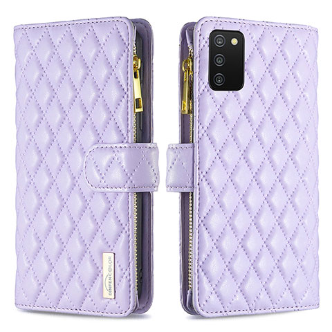 Funda de Cuero Cartera con Soporte Carcasa B12F para Samsung Galaxy A02s Morado