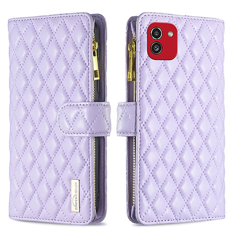 Funda de Cuero Cartera con Soporte Carcasa B12F para Samsung Galaxy A03 Morado