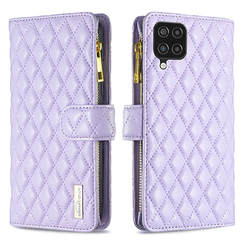 Funda de Cuero Cartera con Soporte Carcasa B12F para Samsung Galaxy A12 5G Morado