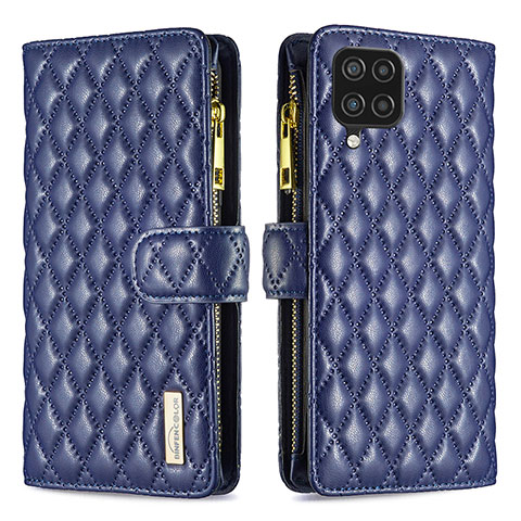 Funda de Cuero Cartera con Soporte Carcasa B12F para Samsung Galaxy A12 Azul